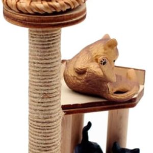 Mini Wooden Cat Tree, Dollhouse Cat Climbing Frame Miniature Cat Post Mini House Adornment Accessory Realistic Design for Dollhouse Decoration Play