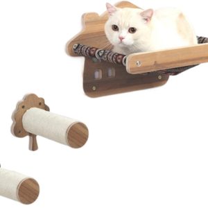 Cat Trees Cat Climbing Wall Hanger Hammock Frame Cat Wall Hanging Nest Scratching Post Cat Hammock Stairwell Pet Toy