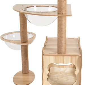 Cat Tree Tower Multi-Level Cat Climbing Frame 54 -Inch Modern Cat Condo Cage for Large Cat with Scratching Posts (52 * 52 * 26(cm))