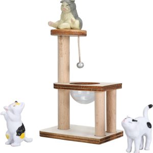 Miniature Cat Climbing Tower DIY Assembly, Cat Figurine Playset, Dollhouse Cat Tree, Unique and Eye Catching with Adorable Cat Tree, Cat Climbing Frame Dollhouse Toys
