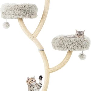 70" Tall Cat Tree, Cat Tower with Scratching Posts and Board, Multi-Level Cat Tower for Large Cats 20 lbs+ with 3 Cozy Perches and Dangling Balls, Modern Cat Tree for Indoor Cats Large Adult