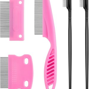 5 Pieces Dog Eye Combs Tear Stain Remover Combs Pet Grooming Comb for Small Dogs Gently Removing Eye Mucus and Crust (Pink, Black)