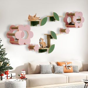 Cat Climbers for Indoor Cats, Cute Flowers Shape Cat Climbing Frame, Cat Shelf for Wall, for Sleep, Play, Climb, and Loung(9-1pcs)