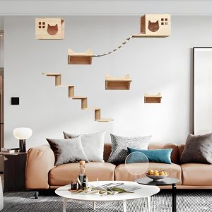 Cat Wall Shelf Steps, Wall Mounted Cat Climbing Frame, Pet Furniture, Cat Wall Shelves and Perches,(Package 3)