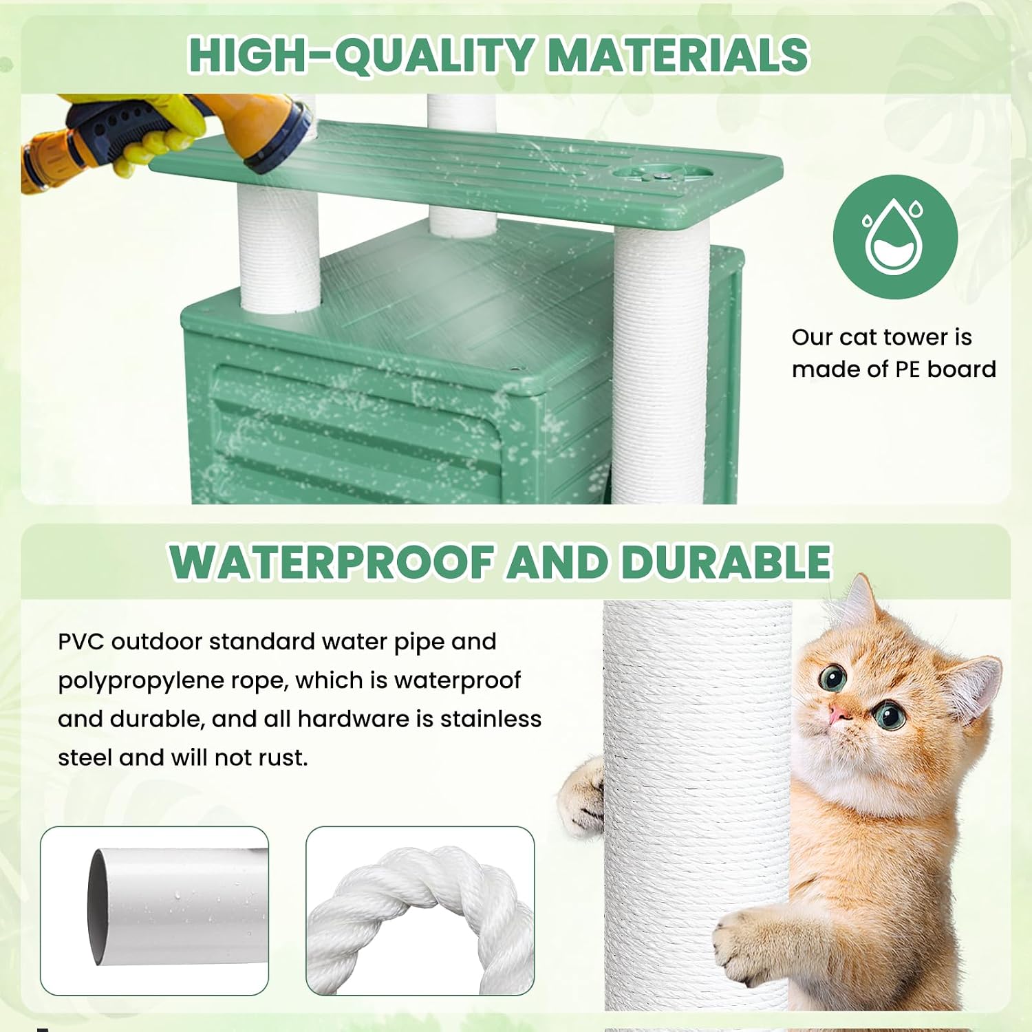 72 Inches Tall Cat Tree, Outdoor Cat House, Weatherproof Large Cat Condo with Cat Scratch Post, for Outdoor and Indoor Cat Towers - Image 2